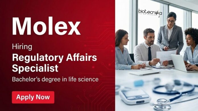 Molex Apply for a Regulatory Affairs Job at Molex Bangalore. Explore Life Science Jobs with Global exposure and Career growth.
