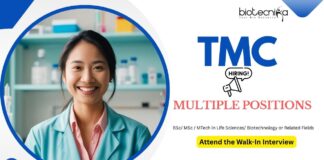 Life Science Jobs: TMC Recruitment | Multiple Positions | BSc/ MSc / MTech in Life Sciences Attend the Walk-in Interview