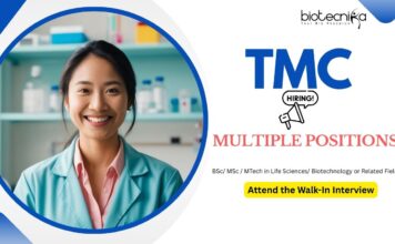 Life Science Jobs: TMC Recruitment | Multiple Positions | BSc/ MSc / MTech in Life Sciences Attend the Walk-in Interview