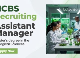 NCBS Recruitment – MSc Biological Science Candidates Apply Online NCBS Recruitment Invites applications for Assistant Manager jobs in Bangalore. Ideal Biological Sciences jobs for a Career in Life Science.