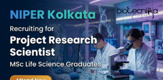 Project Research Scientist Jobs With Rs. 56,000 pm Pay | NIPER Kolkata Recruitment for Life Science Jobs Project Research Scientist jobs at NIPER Kolkata Recruitment for Life Science Jobs