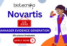Life Sciences jobs at Novartis | Manager Evidence Generation Role Novartis life sciences jobs and R&D career opportunities featured graphic