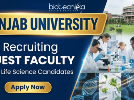 Guest Faculty Jobs at Panjab University under Panjab University Recruitment for Life Science Professionals