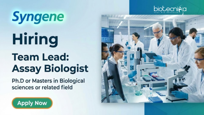 Syngene Biological Science Jobs at Syngene Career portal for Life Science Jobs in Discovery Biology. Apply for Team Lead Assay Biologist Role.