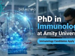 Apply for the PhD in Immunology at Amity University. A Top Opportunity for Life Science Jobs and Molecular Biology jobs in Noida.