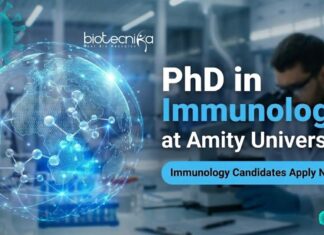 Opportunities for PhD in Immunology at Amity University – Apply Now Apply for the PhD in Immunology at Amity University. A Top Opportunity for Life Science Jobs and Molecular Biology jobs in Noida.