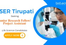 IISER Tirupati Recruitment: Seeking Junior Research Fellow | Master's/ Bachelor's Candidates Can Apply Now | Life Science Jobs