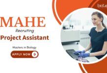Project Assistant Jobs: MAHE Invites Applications for Project Assistant | Masters in Biology Can Apply Now for MAHE Career | Life Science Jobs