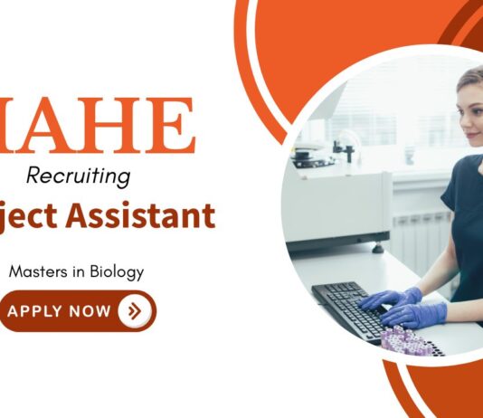 Project Assistant Jobs: MAHE Invites Applications for Project Assistant | Masters in Biology Can Apply Now for MAHE Career | Life Science Jobs