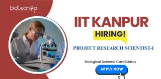 Research Jobs at IIT Kanpur | Project Research Scientist IIT Kanpur Recruitment - Seeking Project Research Scientist - Biological Sciences Candidates Apply Now for Research Jobs