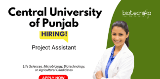 Project Assistant Jobs at Central University of Punjab. Biotechnology, Microbiology & Life Sciences Candidates, Apply now
