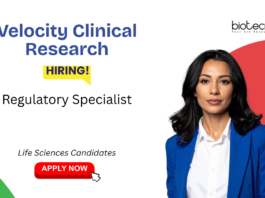 Life Sciences Job at Velocity Clinical Research. Life Sciences Candidates, Apply Now For Regulatory Specialist Role.