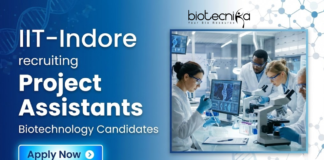 Project Assistant Job at IIT-Indore. Biotechnology, Biology, Bioinformatics, Environmental Science or Life Sciences Candidates, Apply Now