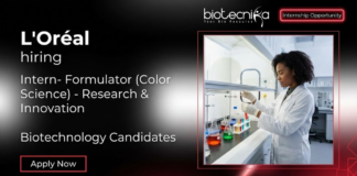 Biotechnology Internship at L’Oréal. Apply Now For Intern- Formulator (Color Science) -Research & Innovation Role in Mumbai.