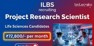 Research Job AT ILBS. Life Sciences Candidates, Apply Now For Project Research Scientist Position in New Delhi.