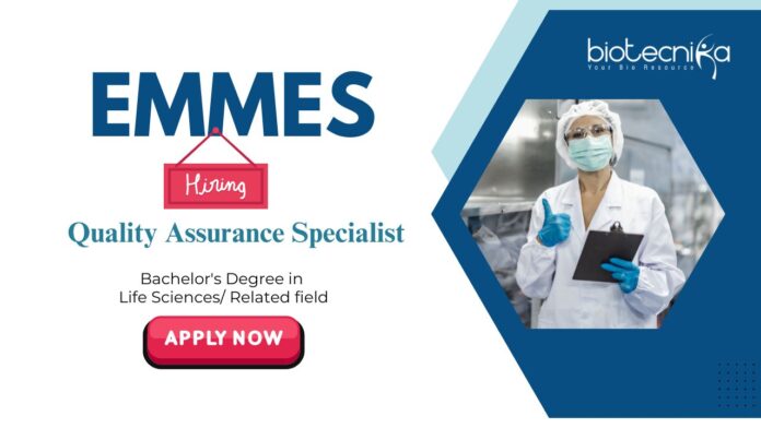 Quality Assurance Jobs: Emmes is Hiring Quality Assurance Specialist | Life Science Graduates Apply Now | Emmes Career