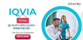 Life Science Jobs at IQVIA – Apply Now Life Science Jobs: IQVIA is Hiring Quality Specialist-Spirometry | Life Science Graduates Can Apply Now for IQVIA Career