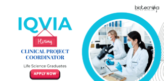 Life Science Jobs: IQVIA Biotech is Hiring Clinical Project Coordinator | Life Science Graduates Apply Now for IQVIA Career