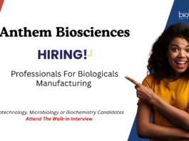 Fermentation Job Opportunity at Anthem Biosciences. Microbiology / Biochemistry / Biotechnology Candidates, Attend the Walk-in Interview.