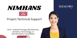 Biotechnology Jobs at NIMHANS. Life Sciences Candidates Apply Now For Project Technical Support Position, in Bengaluru.
