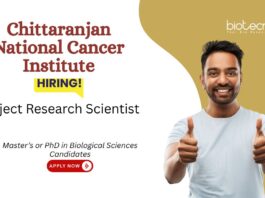 Research Job at CNCI, Kolkata. Biological Sciences Candidates Apply Now for Project Research Scientist Position.