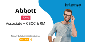 Regulatory Affairs Job at Abbott, For Associate – CSCC & RM role in Mumbai. Biology & Biosciences Candidates, Apply Now