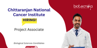 Project Associate Job at CNCI. Biological Sciences Post graducate Candidates, Apply Now. Research Job in Kolkata.