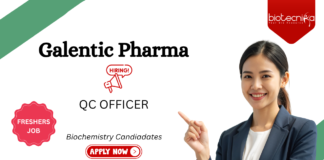 Quality Control Jobs at Galentic Pharma. Biochemistry Freshers, Apply Now for this QC Officer Job in Mumbai.