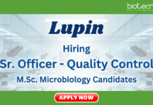 Quality Control Job at Lupin. Masters in Microbiology Candidates, Apply Now For Sr. Officer - Quality Control Role in Tarapur.