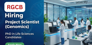 Scientist Job at RGCB. Life Sciences Candidates, Apply Now For Project Scientist Position. Experience in Genomics is required.
