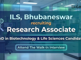Research Associate Job at ILS, Bhubaneswar. Ph.D. in Biotechnology, Life Sciences Candidates, Attend The Walk-in Interview.