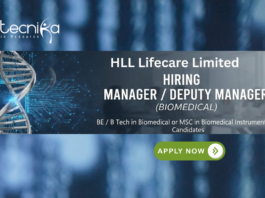 Biomedical Engineering Jobs at HLL Lifecare Limited. Biomedical Candidates Apply Now For Manager, and Deputy Manager roles.