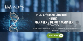Biomedical Engineering Jobs at HLL Lifecare Limited. Biomedical Candidates Apply Now For Manager, and Deputy Manager roles.