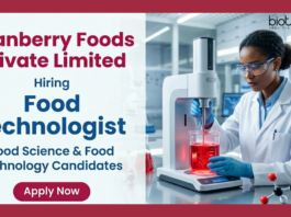 Food Technologist Job at Cranberry Foods Private Limited, in Vasai. Food Sciences & Food Technology Candidates, Apply Now