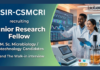 Junior Research Fellow vacancy at CSIR-CSMCRI, Bhavnagar. M.Sc. Microbiology/ Biotech Candidates, Attend the Walk-in Interview.