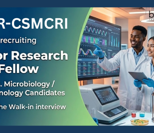 Junior Research Fellow vacancy at CSIR-CSMCRI, Bhavnagar. M.Sc. Microbiology/ Biotech Candidates, Attend the Walk-in Interview.