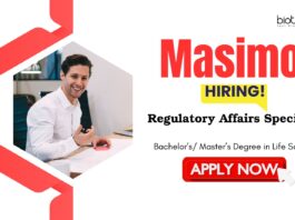 Regulatory Affairs Job: Masimo is Hiring a Specialist | Life Science Candidates Apply Now for RA Jobs Life Science Jobs