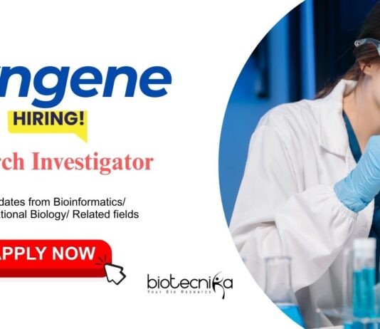 Bioinformatics Jobs: Syngene is Hiring a Research Investigator | MSc/ MTech/ ME/ PhD Candidates Apply Now | Life Science Jobs | Syngene Career