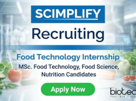 Food technology internship for life science students – Food & Nutrition Intern role
