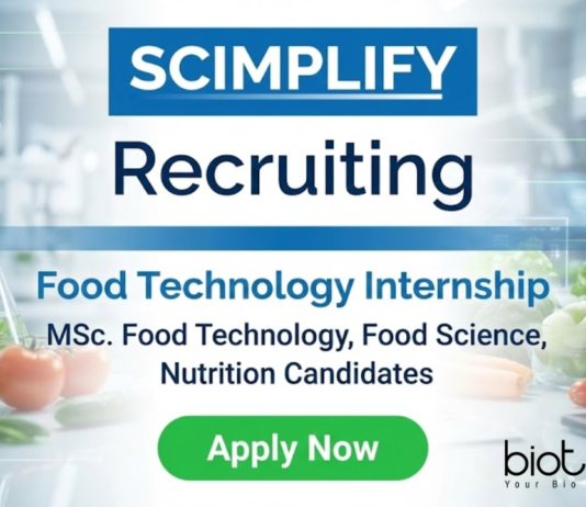 Food technology internship for life science students – Food & Nutrition Intern role