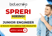 SPRERI Junior Engineer recruitment 2025 for candidates seeking agricultural jobs and life science job opportunities. Apply before 10 Dec 2025.