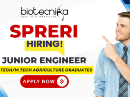 Agricultural Jobs: SPRERI Junior Engineer Recruitment 2025 SPRERI Junior Engineer recruitment 2025 for candidates seeking agricultural jobs and life science job opportunities. Apply before 10 Dec 2025.