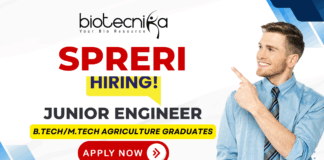 SPRERI Junior Engineer recruitment 2025 for candidates seeking agricultural jobs and life science job opportunities. Apply before 10 Dec 2025.