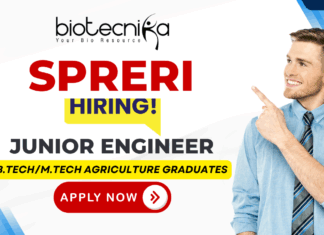 Agricultural Jobs: SPRERI Junior Engineer Recruitment 2025 SPRERI Junior Engineer recruitment 2025 for candidates seeking agricultural jobs and life science job opportunities. Apply before 10 Dec 2025.