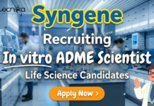 Life Science Jobs at Syngene for In Vitro ADME Scientist | Apply Now Life science jobs at Syngene Bangalore for ADME Scientist in biological science jobs
