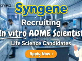 Life Science Jobs at Syngene for In Vitro ADME Scientist | Apply Now Life science jobs at Syngene Bangalore for ADME Scientist in biological science jobs