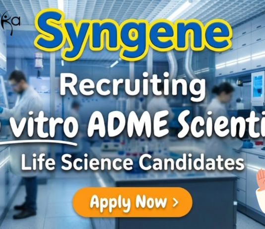 Life Science Jobs at Syngene for In Vitro ADME Scientist | Apply Now Life science jobs at Syngene Bangalore for ADME Scientist in biological science jobs