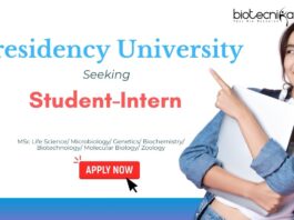 Life Science Internship: Presidency University Seeking Student Intern | MSc Life Science Candidates Apply Now | Life Science Jobs