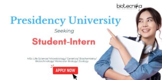 Life Science Internship: Presidency University Seeking Student Intern | MSc Life Science Candidates Apply Now | Life Science Jobs