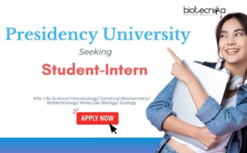 Life Science Internship: Presidency University Seeking Student Intern | MSc Life Science Candidates Apply Now | Life Science Jobs